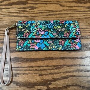 ANTHROPOLOGIE Rifle Paper Co. Floral Wristlet Travel Docs Wallet Removable Strap
